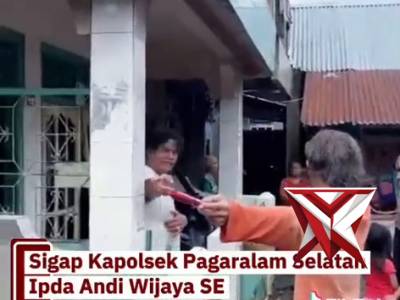 Sigap kapolsek Pagaralam selatan mendatangi lokasi banjir