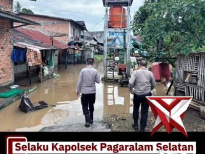 Sigap kapolsek Pagaralam selatan mendatangi lokasi banjir