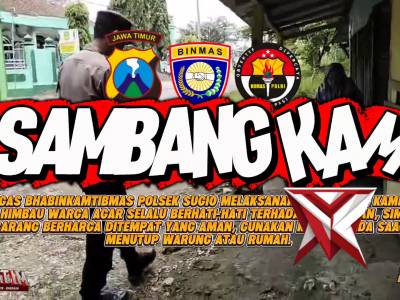 Bhabinkamtibmas Polsek Sugio melaksanakan sambang kampung dan memberikan himbauan kepada warga