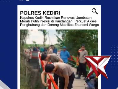 Polres Kediri Resmikan Renovasi Jembatan Merah Putih Presisi di Kandangan