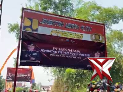 Jembatan Merah Putih Presisi yang menghubungkan Desa Ringinanom, Desa Karanggondang, dan Desa Kebona