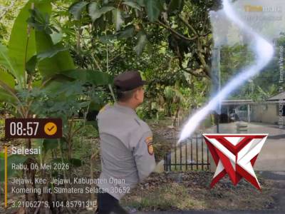 Anggota Polsek Jejawi melaksanakan giat Mitigasi Karhutla di wilayah Kec Jejawi OKI
