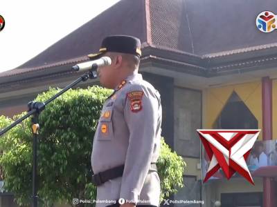 Polrestabes Palembang mengadakan Apel Pagi Jam Pimpinan pada hari Senin, 18 Mei 2026.