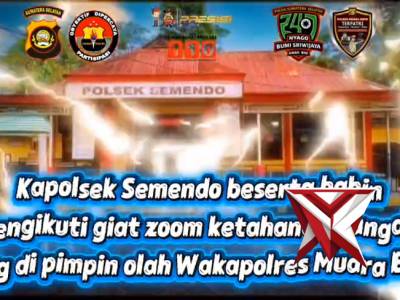 Kapolsek dan bhabinkamtibmas Polsek Semendo mengikuti zoom dari polres muara Enim yang di pimpin ole