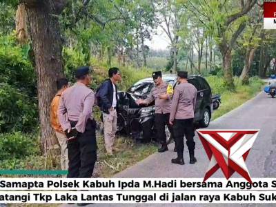 Polsek kabuh mendatangi laka lantas tunggal di jalan raya kabuh sukorame