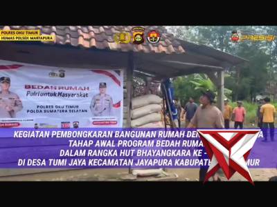 Program bedah Rumah dalam rangka HUT Bhayangkara ke 80 di desa tumi jaya kecamatan jayapura