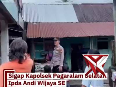 Sigap kapolsek Pagaralam selatan mendatangi lokasi banjir