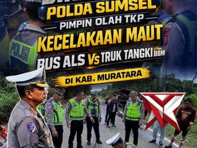 Dirlantas Polda Sumsel KBP. Maesa Soegriwo, S.I.K., M.H. memimpin langsung pelaksanaan olah TKP