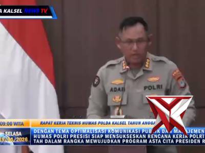 Rakernis Humas Tahun 2026 di ruang Rupatama Kapolda Kalsel  Banjarbaru.