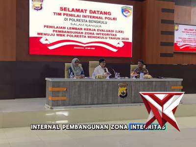 Polresta Bengkulu menerima  Tim Penilai Internal pembangunan ZI menuju predikat WBK/WBBM di lingkung