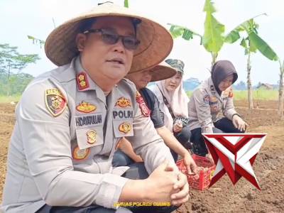 Penanaman Bibit Bawang Bapak Kapolres Ciamis
