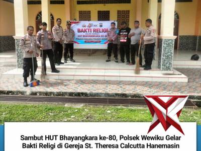 Sambut HUT Bhayangkara ke-80, Polsek Wewiku Gelar Bakti Religi di Gereja St. Theresa Calcutta Hanema