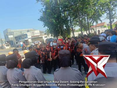Pengamanan Giat Unjuk Rasa Dalam  Sidang Perapradilan Yang Ditangani Anggota Reskoba Polres Probolin