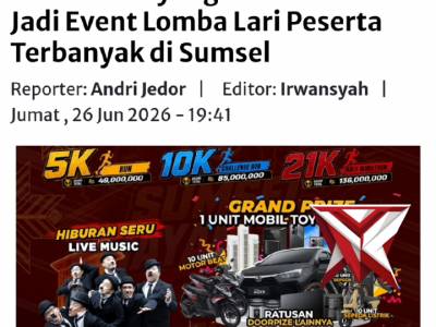 Tembus 8000 pendaftar,Sumsel Bhayangkara Run 2026 jadi event lomba lari peserta terbanyak di Sumsel