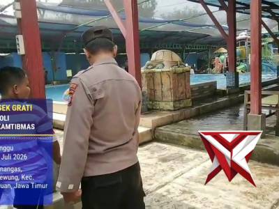 ANGGOTA POLSEK GRATI MELAKSANAKAN PATROLI ANTISIPASI 3C DI PEMANDIAN DESA KEBONREJO.