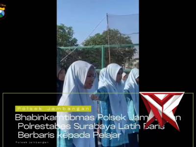 Bhabinkamtibmas Polsek Jambangan memberikan Latihan Baris Berbaris kepada Para Pelajar