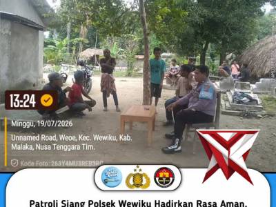 Patroli Siang Polsek Wewiku Hadirkan Rasa Aman, Warga Diajak Aktif Menjaga Kamtibmas