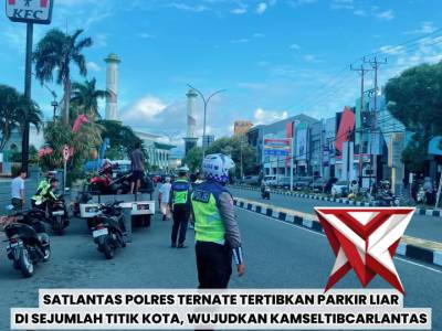 Satlantas Polres Ternate Tertibkan Parkir Liar di Sejumlah Titik Kota, Wujudkan Kamseltibcarlantas