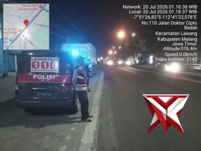 Kegiatan Rutin Pada Hari Senin 20 Juli  2026 anggota Polsek laksanakan Patroli Blue Light di Lawang